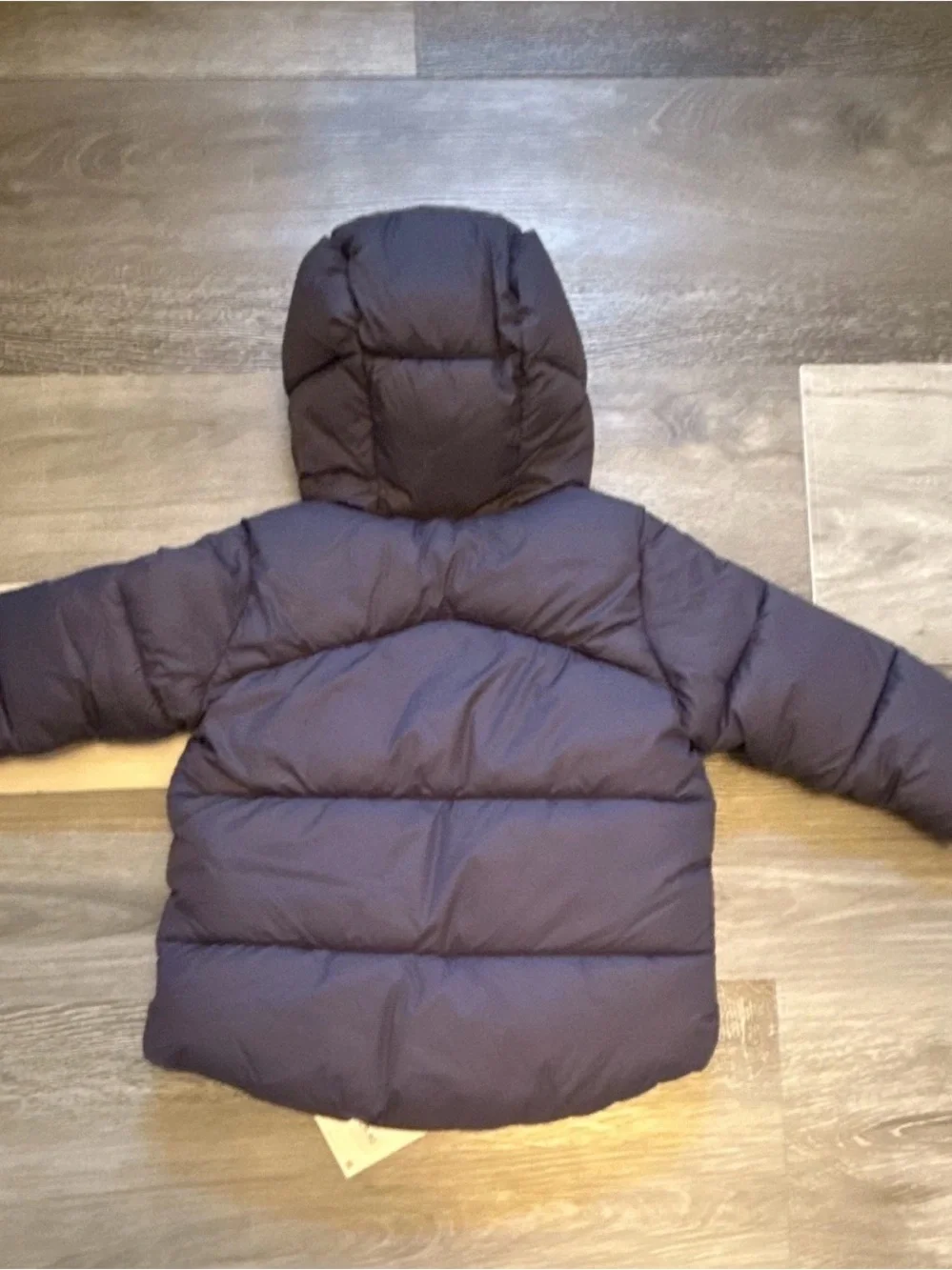 Zara Navy Puffer Jacket with Mustard Hood Lining